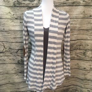 Always Me Grey Striped Elbow Patch Cardigan Sz M